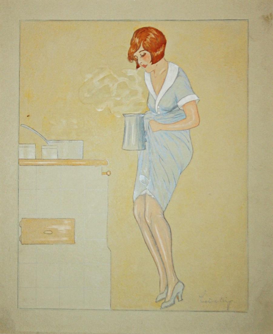 Art Deco Erotik Erotic Kochen Kochkunst K Che Hausfrau K Chin Housewife