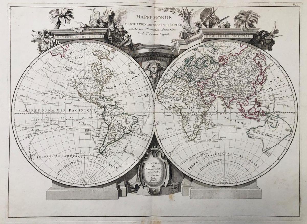 Mappe Monde Ou Description Du Globe Terrestre World Map Weltkarte