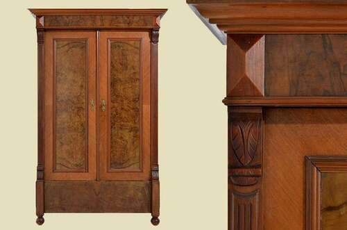 Antiker Gründerzeit Nußbaum Kleiderschrank Schrank von 1880