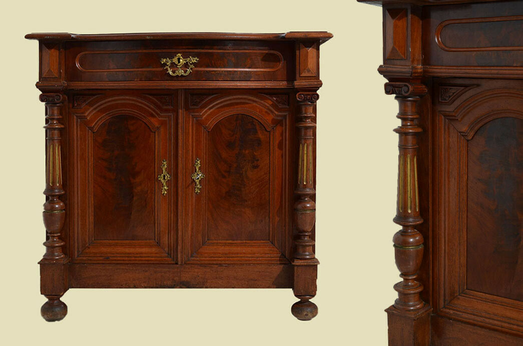 TOP Antik Gründerzeit Halbschrank Kommode mit Säule von 1880