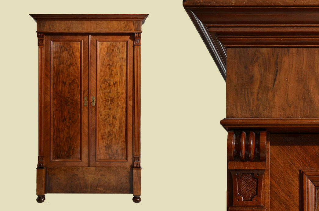 Antik Gründerzeit Nußbaum Kleiderschrank Schrank von 1880