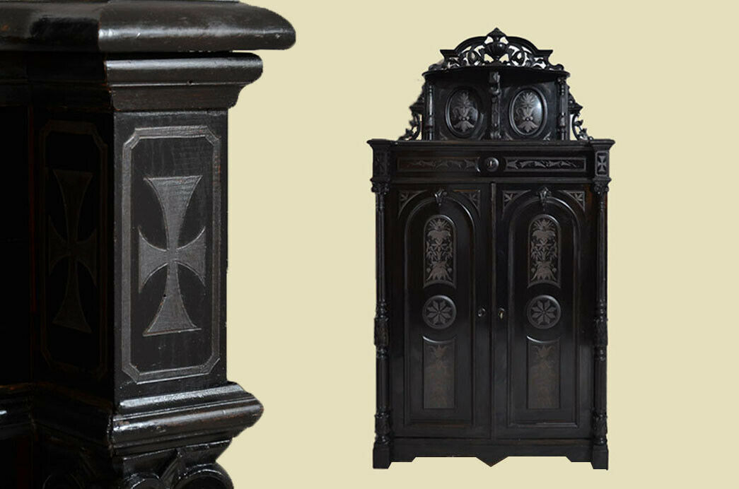 Antik Gründerzeit Groschkus Schwarz Schrank Vertiko von 1880