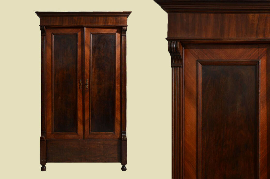 Antiker Gründerzeit Nußbaum Kleiderschrank Schrank von 1880