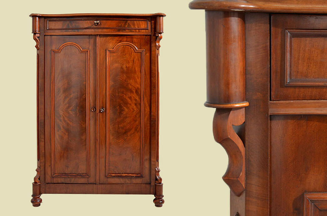 Antik Louis Philippe Mahagoni Schrank Kommode Vertiko von 1870