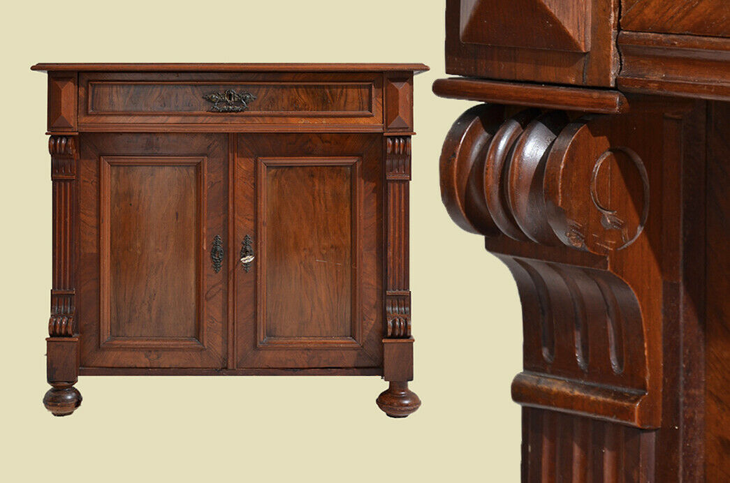 Antike Gründerzeit Nußbaum Halbschrank Kommode von 1880