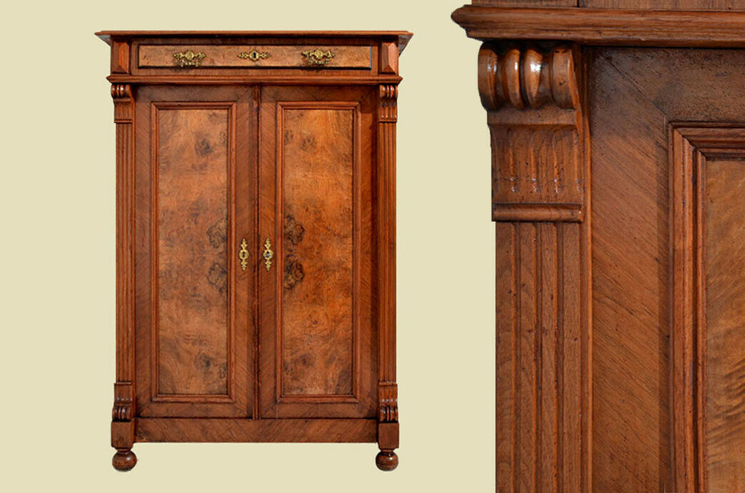Antikes Gründerzeit Nußbaum Schrank Kommode Vertiko von 1880