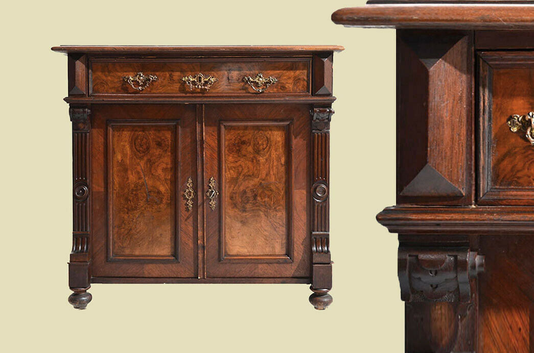 Antike Gründerzeit Nußbaum Halbschrank Kommode von 1880