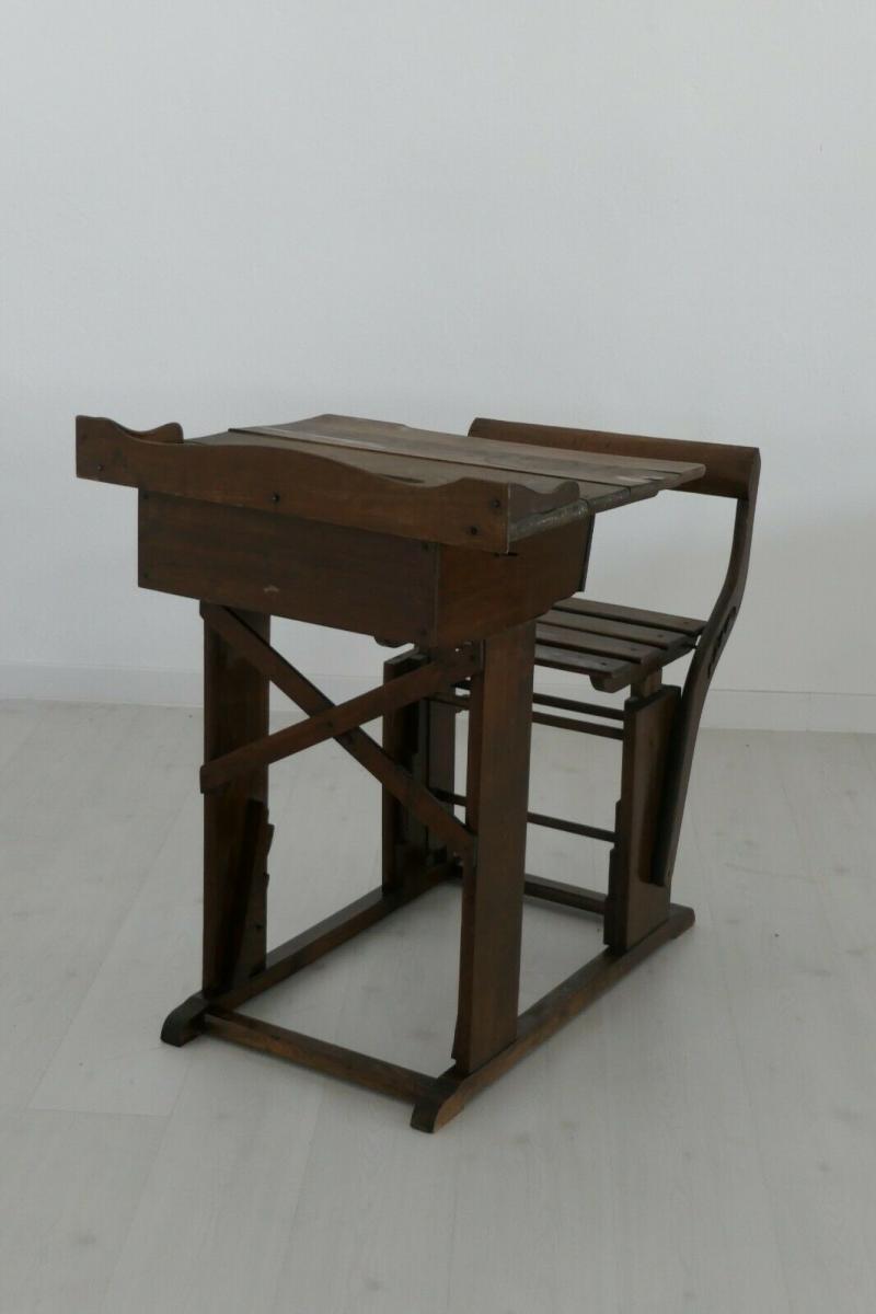 Schulbank-Sitzbank-Holzbank-Kindermöbel-alte Schulbank-Dekorstück-Tisch