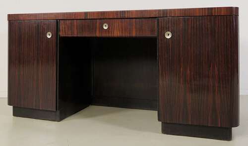 Eleganter Bauhaus / Art Deco Schreibtisch aus Macassarholz Antik Kolosseum