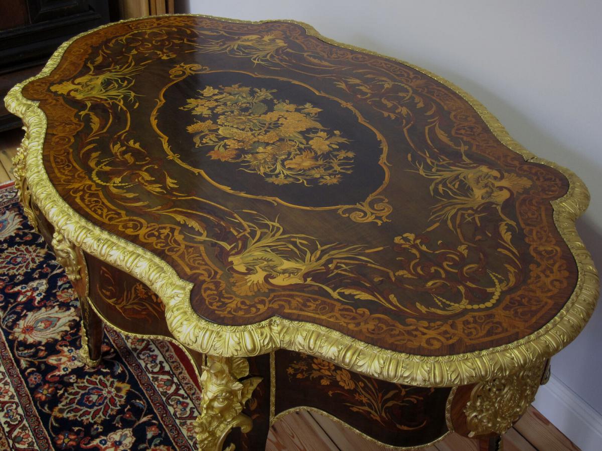 Vergoldeter Französischer Salontisch Napoleon III um 1870 Antik