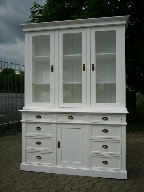 Vitrine 3 seitig verglast Industrie Stil im Shabby Look