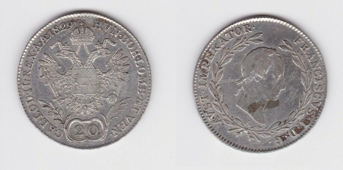 20 Kreuzer Silber Münze Österreich Haus Habsburg 1829 A Wien vz 155498