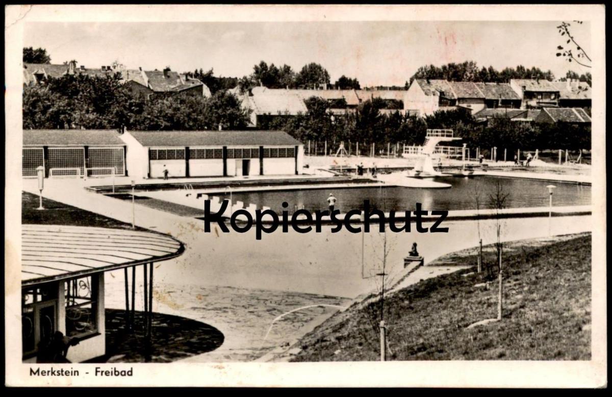 ALTE POSTKARTE MERKSTEIN FREIBAD Herzogenrath Schwimmbad Bad Bath