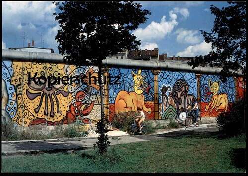 ÄLTERE POSTKARTE BERLINER MAUER 1985 THE WALL LE MUR KIND FAHRRAD