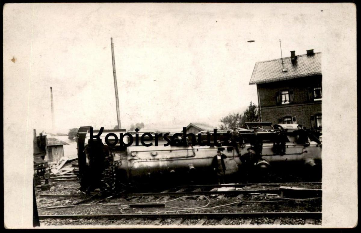 ALTE POSTKARTE EISENBAHN UNGLÜCK DAMPFLOK LOKOMOTIVE VERM BAYERN train