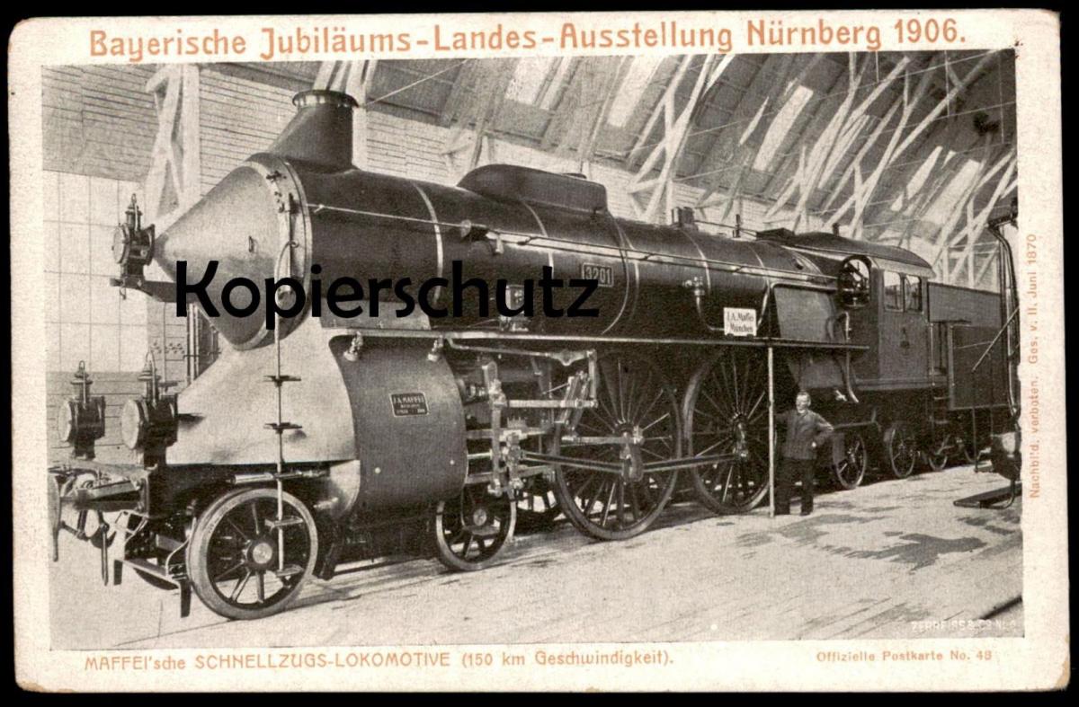 Alte Postkarte N Rnberg Bayerische Ausstellung Dampflok Station