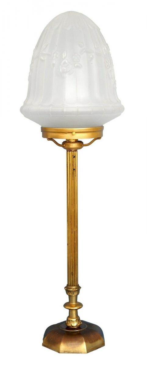 Tolles Einzelstück original Jugendstil Schreibtischleuchte Messing 1920-1930