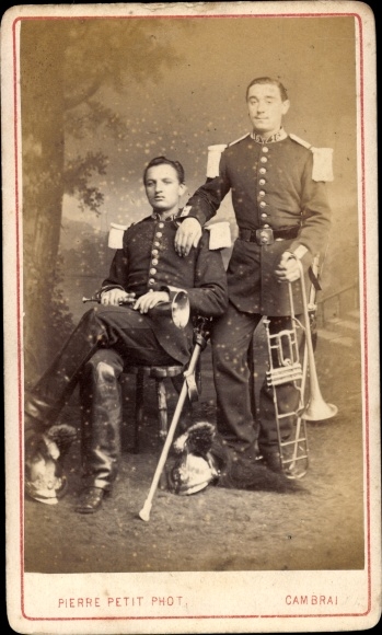 Cdv Franz Sische Soldaten Dritte Republik Uniform Portrait Trompete