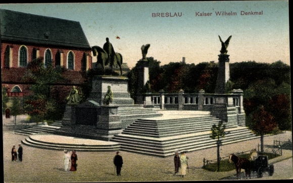 Ak Wrocław Breslau Schlesien Partie am Kaiser Wilhelm Denkmal Nr