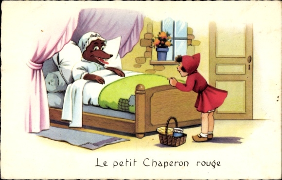 Ak Le Petit Chaperon Rouge Rotk Ppchen Und Wolf Im Bett Nr