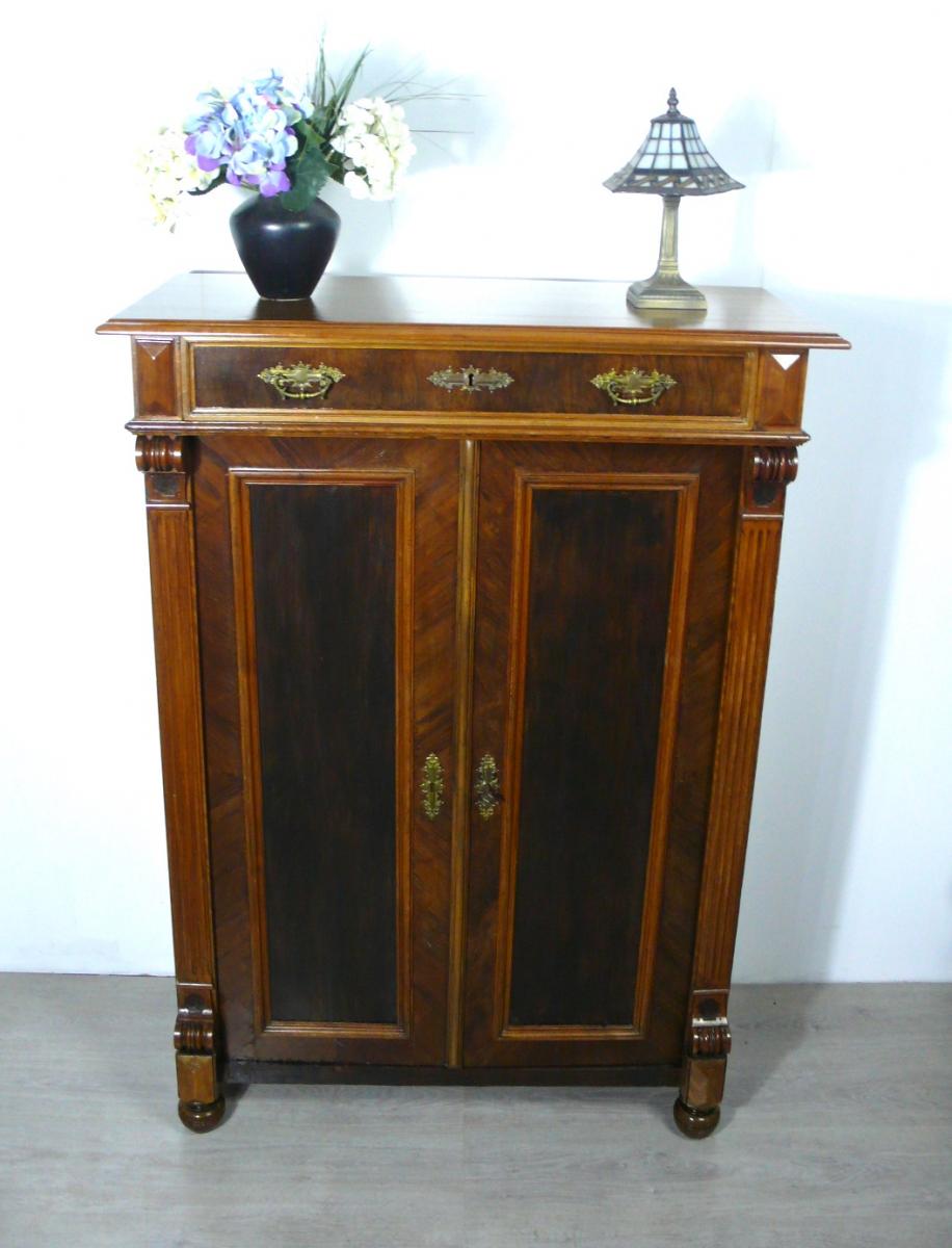 Vertiko Sideboard 2-türig +Schublade, Vollholz Nußbaum um 1910 Gründerzeit