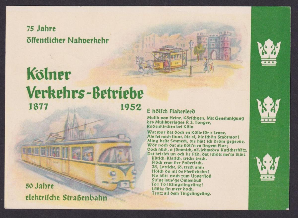 Bund Transport Verkehr Köln Verkehrsbetriebe 50 Jahre Straßenbahn