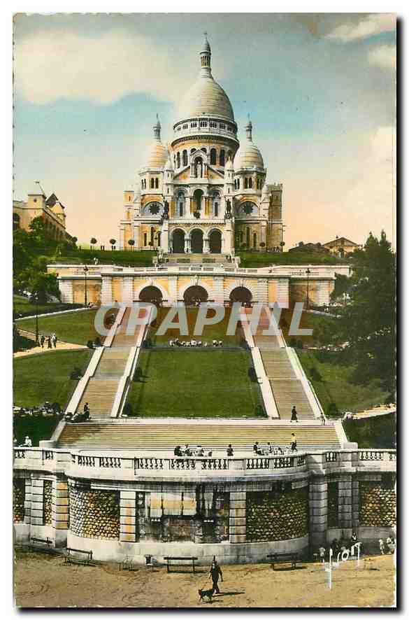 Cartes Postales Paris En Flanant Basilique Du Sacre Coeur Et L Escalier