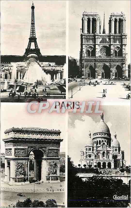 Moderne Karte Paris L Arc De Triomphe Le Sacre Coeur La Tour Eiffel La