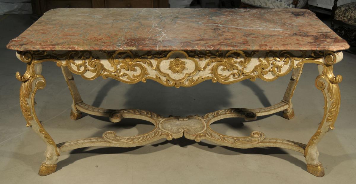 Großer Tisch mit Marmorplatte, Italien um 1700.