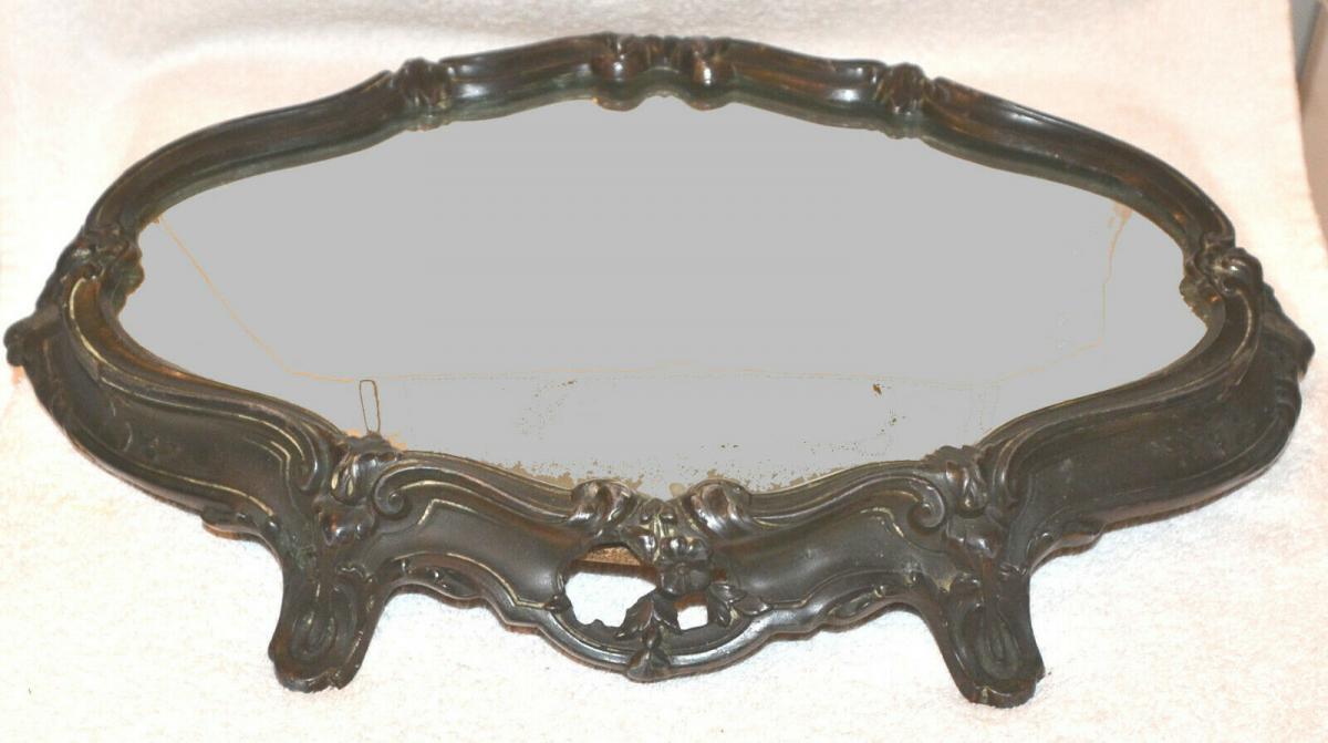 Tisch-Konsole,Tischdekoration,Art Noveau, 1870,Kupfer brüniert ,Spiegelplatte