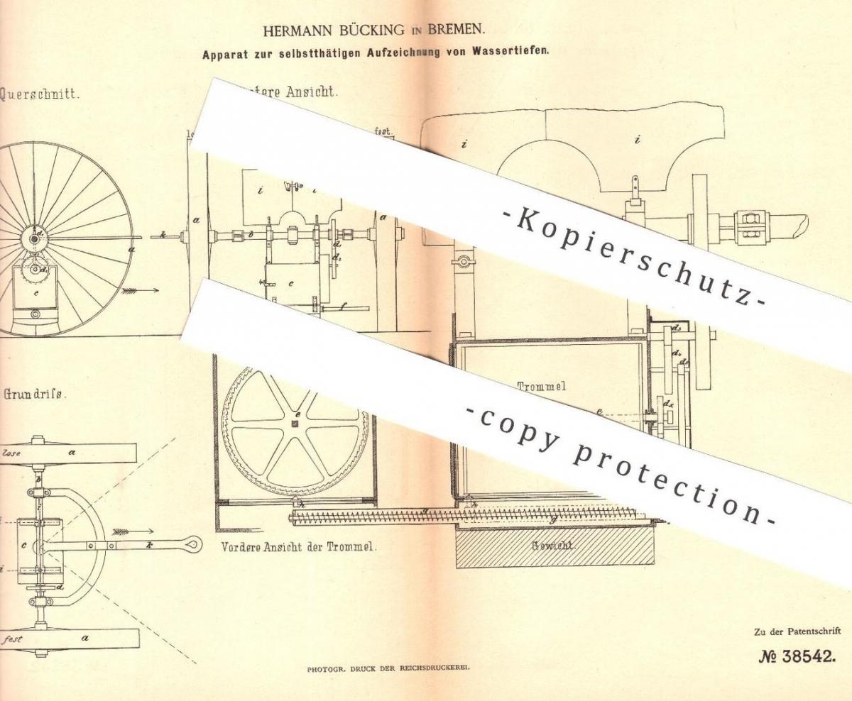 Original Patent Hermann B Cking Bremen Aufzeichnung Von