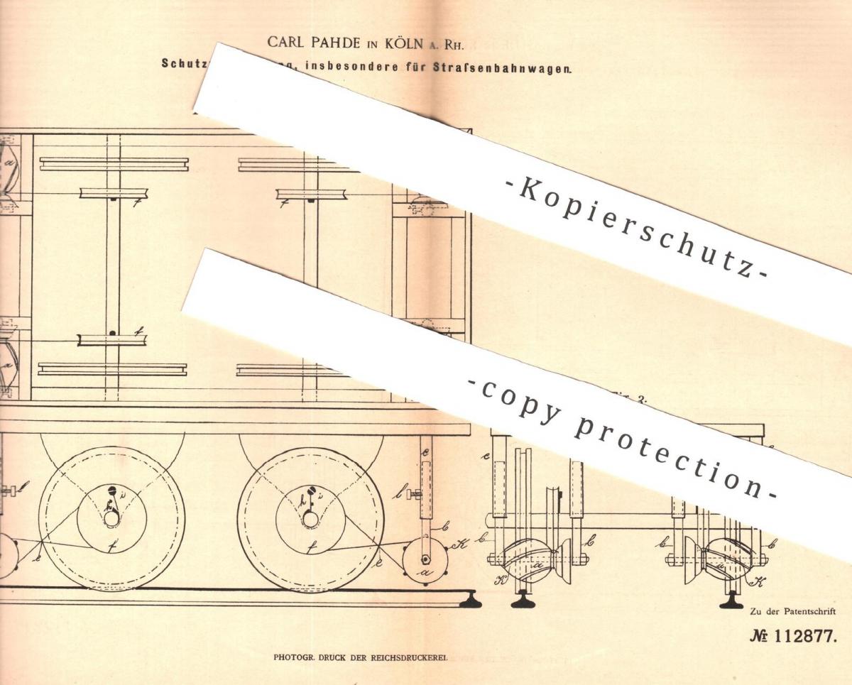 original Patent Carl Pahde Köln Rhein 1898 Schutz für