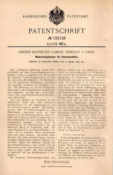 Original Patentschrift A S Billot In Paris Chambre De Four