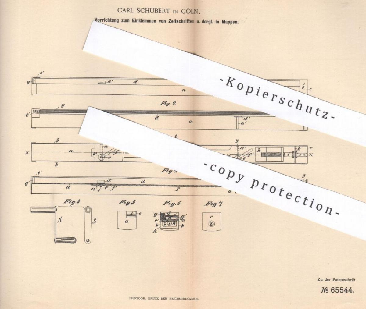 Original Patent Carl Schubert C Ln K Ln Klemmmappe