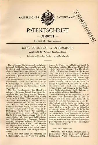 Original Patentschrift Carl Schubert In Olbersdorf