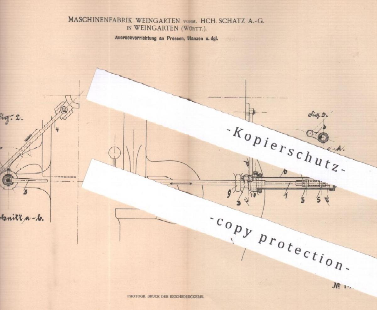 Original Patent Maschinenfabrik Weingarten Vorm Hch Schatz Ag