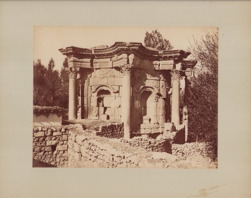 Fotografie Felix Bonfils, Ansicht Baalbek, antikes Bauwerk im Libanon