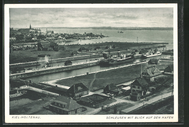 AK Kiel Holtenau Schleusen Mit Blick Auf Den Hafen Nr 10625540