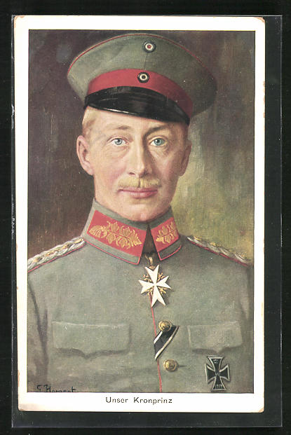 Künstler AK Portrait Kronprinz Wilhelm von Preussen in Uniform Nr