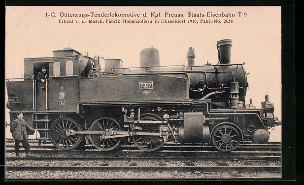 AK 1C Güterzugs Tenderlokomotive d Kgl Preuss Staats Eisenbahn T9