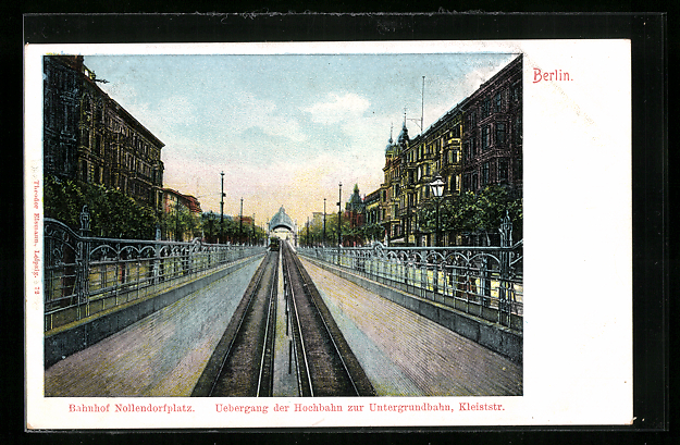 AK Berlin Schöneberg Bahnhof Nollendorfplatz mit Übergang der Hochbahn