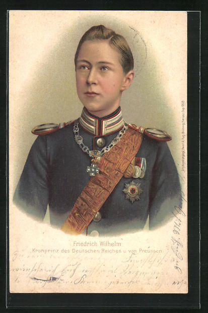 AK Portrait Kronprinz Wilhelm Von Preussen Als Junger Mann In Uniform