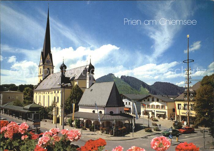 AK Ansichtskarte Prien Chiemsee Dampfer Kirche Eisenbahn Prien