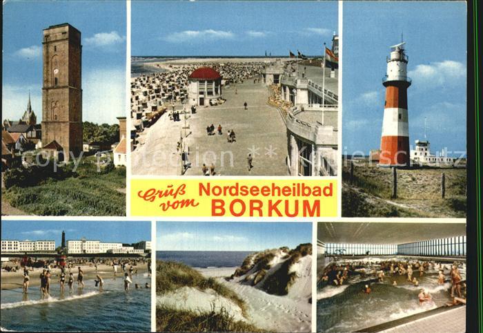 Ak Ansichtskarte Borkum Nordseebad Leuchtturm Strand Promenade