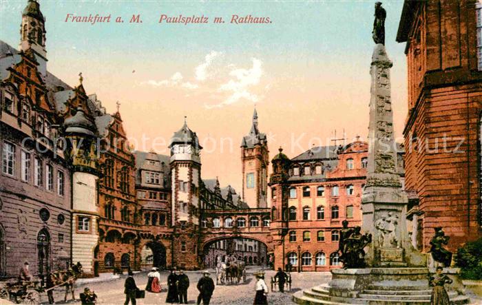 Ak Ansichtskarte Frankfurt Main Roemer Paulskirche Paulsplatz Rathaus