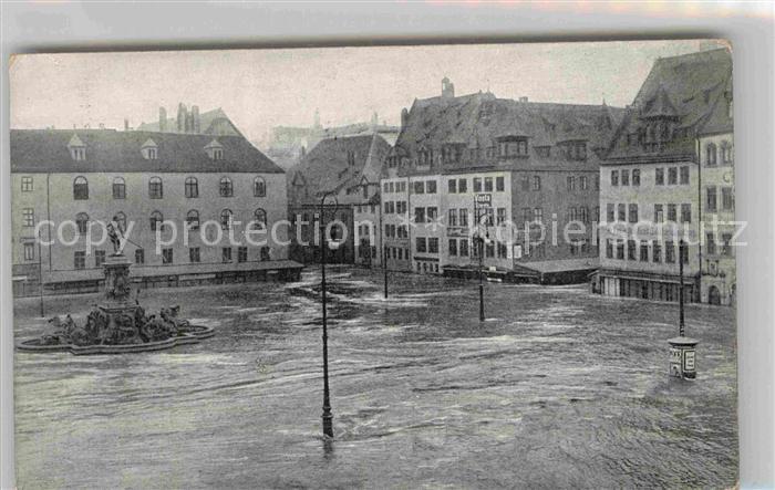 AK Ansichtskarte Nuernberg Hochwasser Katastrophe1909 Hauptmarkt Kat