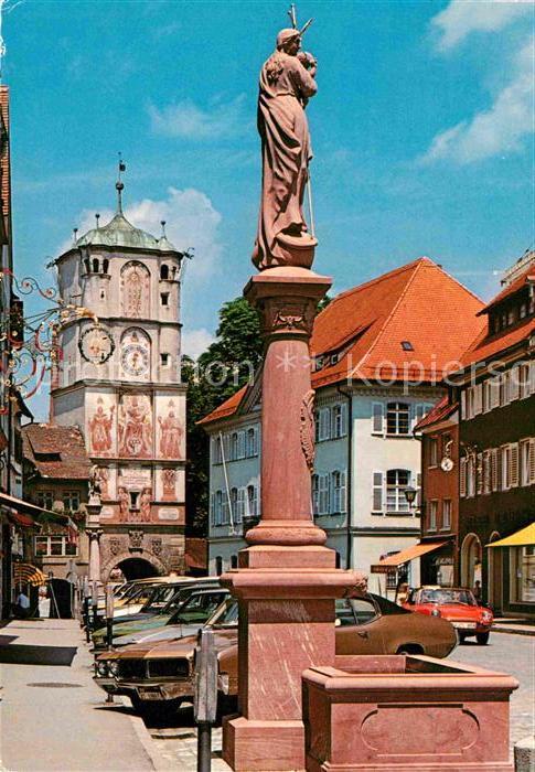 Ak Ansichtskarte Wangen Allgaeu Herrenstrasse Mit Marienbrunnen Und