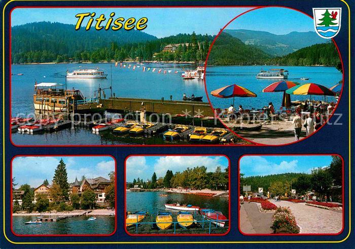 Ak Ansichtskarte Titisee Bootsanleger Strandcafe Restaurant Promenade