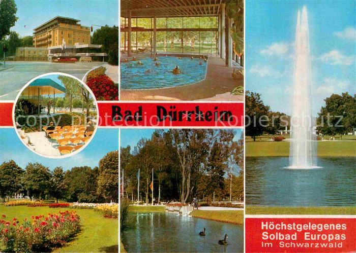 AK Ansichtskarte Bad Duerrheim Kirche Schwimmbad Hallenbad Kurpark