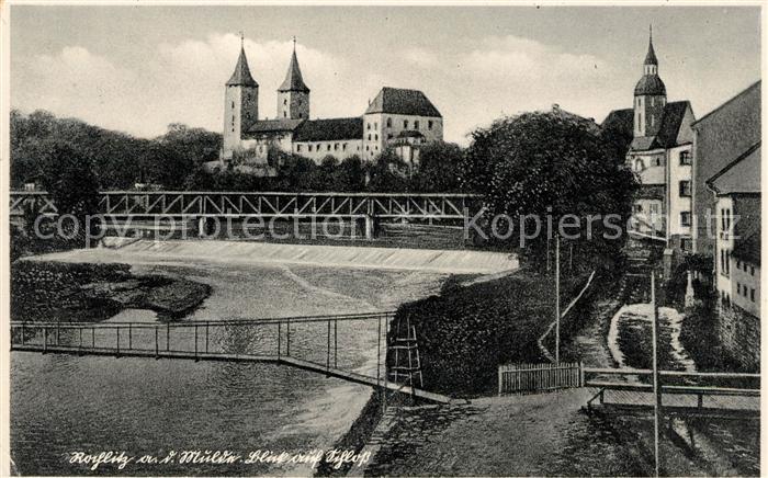 Ak Ansichtskarte Rochlitz Sachsen Mulde Wehr Blick Auf Schloss Kat